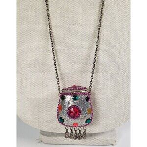 Vintage Tibetan Metal Cash Pill Stash Pouch Silver Amulet Tincture Dangler 32"